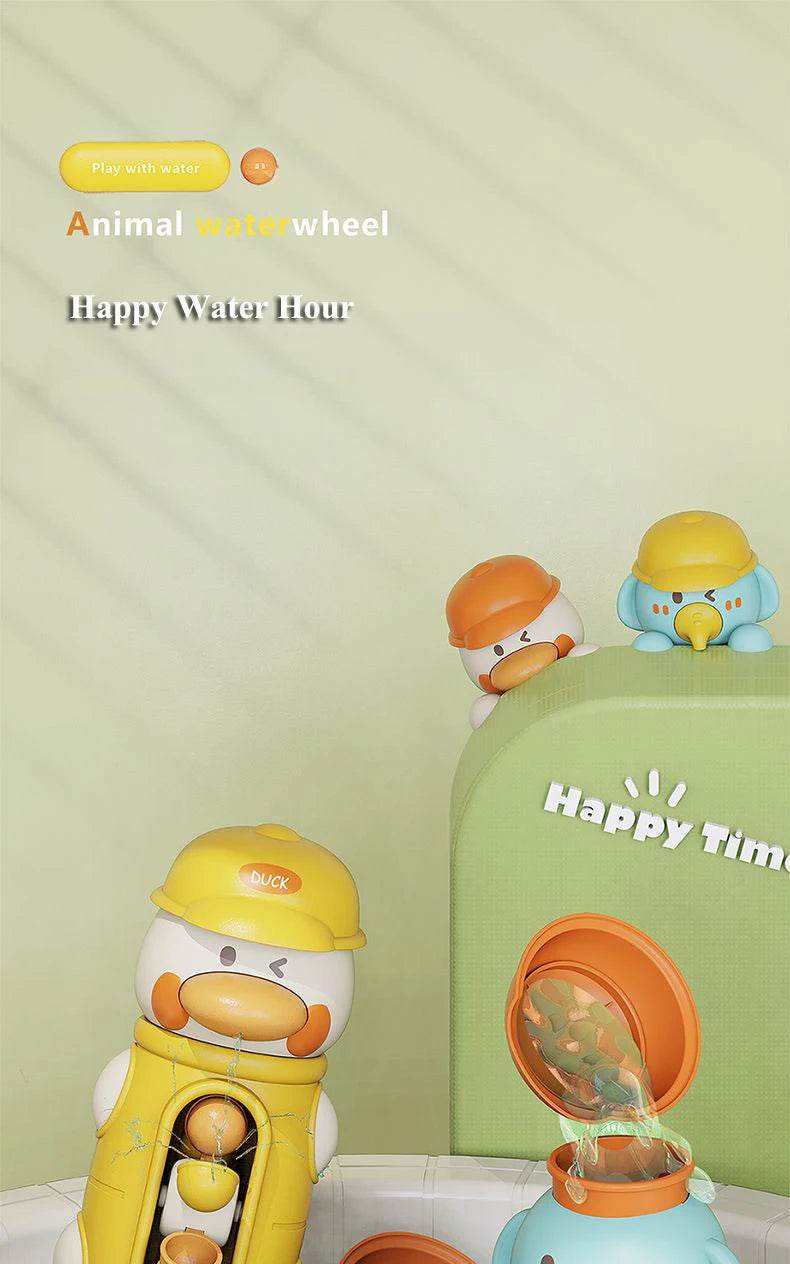 New Cute Duck/Elephant Baby Shower Bath Toys Children Water Play Spinner with Suction Cup Waterwheel Games for Kid Bathroom - AIAZ