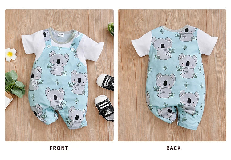 Newborn Baby Clothes Girl Boy koala print Jumpsuit Summer Short Sleeve Romper 0-18 Month Infant Toddler Pajamas One Piece Outfit