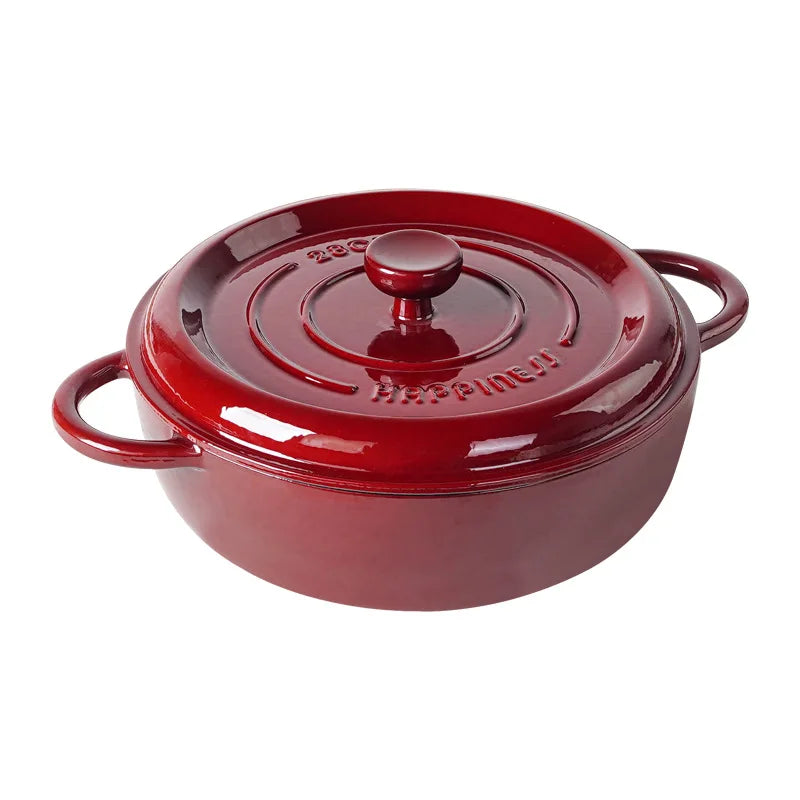 Quality Cast Iron Mama Pot, Home Frying Stew Pot, Large Capacity Non-stick Casserole, Deepen 28cm Enamel Soup Pot