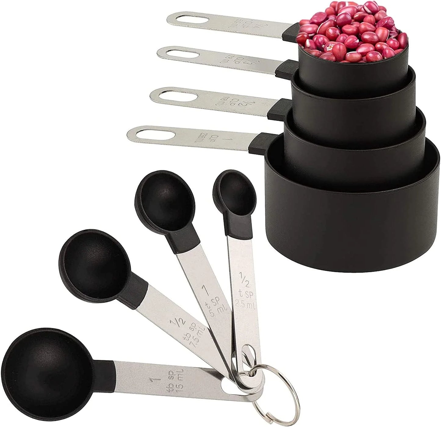 8pcs Measuring Cups & Spoons Set,Stackable Nesting Measure Cups with Stainless Steel Handle,Kitchen Gadgets for Cooking & Baking