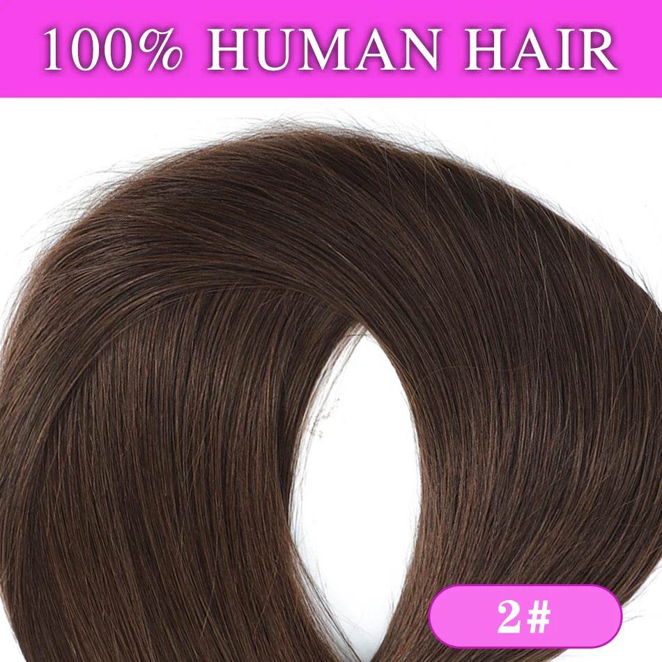Halo Hair Extensions 100% Human Hair 14-28 Inch Hidden Wire Clip In Hair Ombre Brown Color Human Remy Fish Line Hair Extension - AIAZ