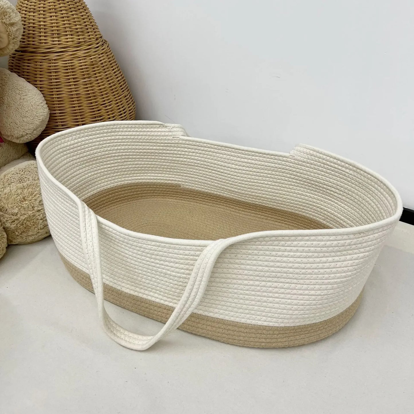 Ins Newborn Hand Basket Cotton Rope Woven Crib Baby Cradle Portable Outdoor Sleeping Infant Accessories Photography Props Gifts