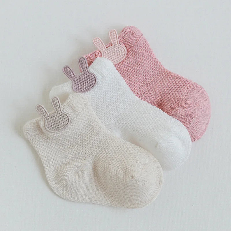 3 Pairs Infant Baby Socks for Girl Boy Thin Cotton Breathable Mesh Cute Accessories Unisex Newborn Boneless Short Socks