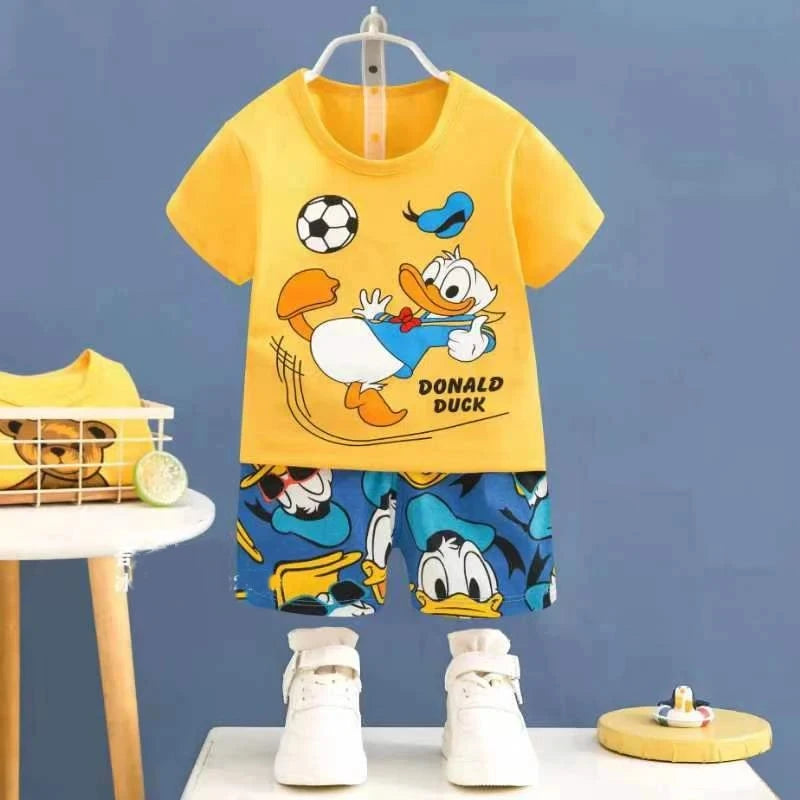 Summer Boys Girls Clothes Set T-shirt+pants 2pcs Children's Clothing Fashion pink Baby OutSet Newborn Baby Suit