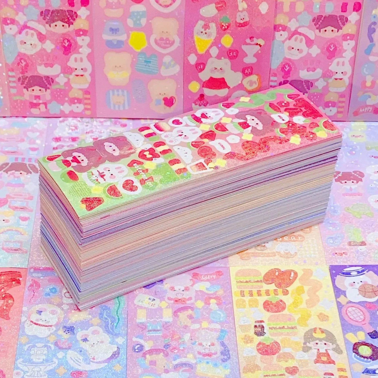 Kawaii Handbook Stickers Cartoon Collage Laser Student DIY Decorative Scrapbooking Journals Stationery Back School Supplies - AIAZ