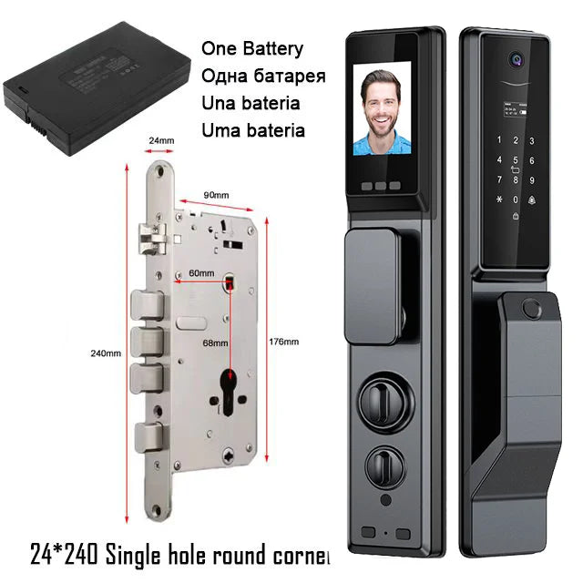 Tuya APP Facial Fingerprint Password With Camera Smart Door Lock Remote Voice Intercom Electronic Door Lock Fully Automatic