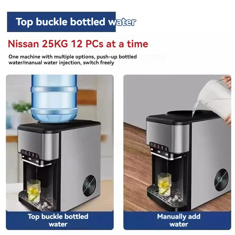 Drinking water ice Maker, 48lbs Daily Ice Cube Makers,Stainless Steel Ice Makers Countertop,Tabletop Ice Maker Machine