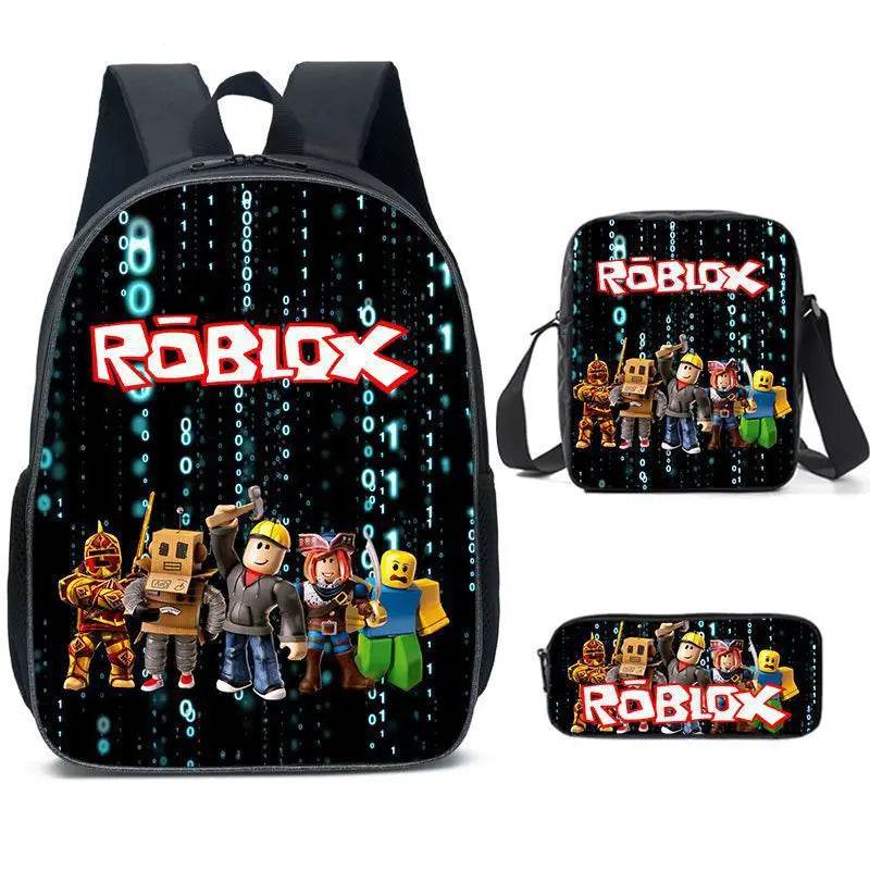 Game ROBLOX Student Backpack Korean Version Primary and Secondary School Backpacks Ins Fashion Trend Backpack Three Piece Set - AIAZ
