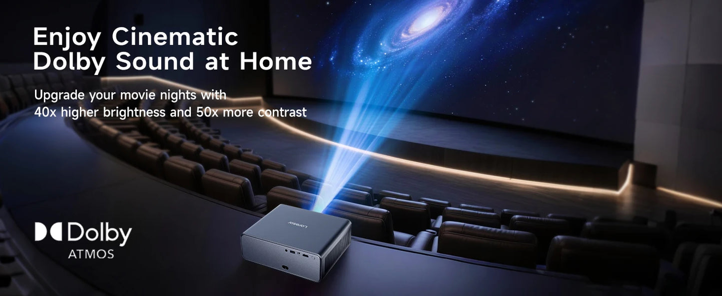 Laresar A1 Projector 4K 1200ANSI Netflix Officially Native 1080P Android TV Auto Focus/Keystone WiFi6 BT5.2 Dolby Home Cinema