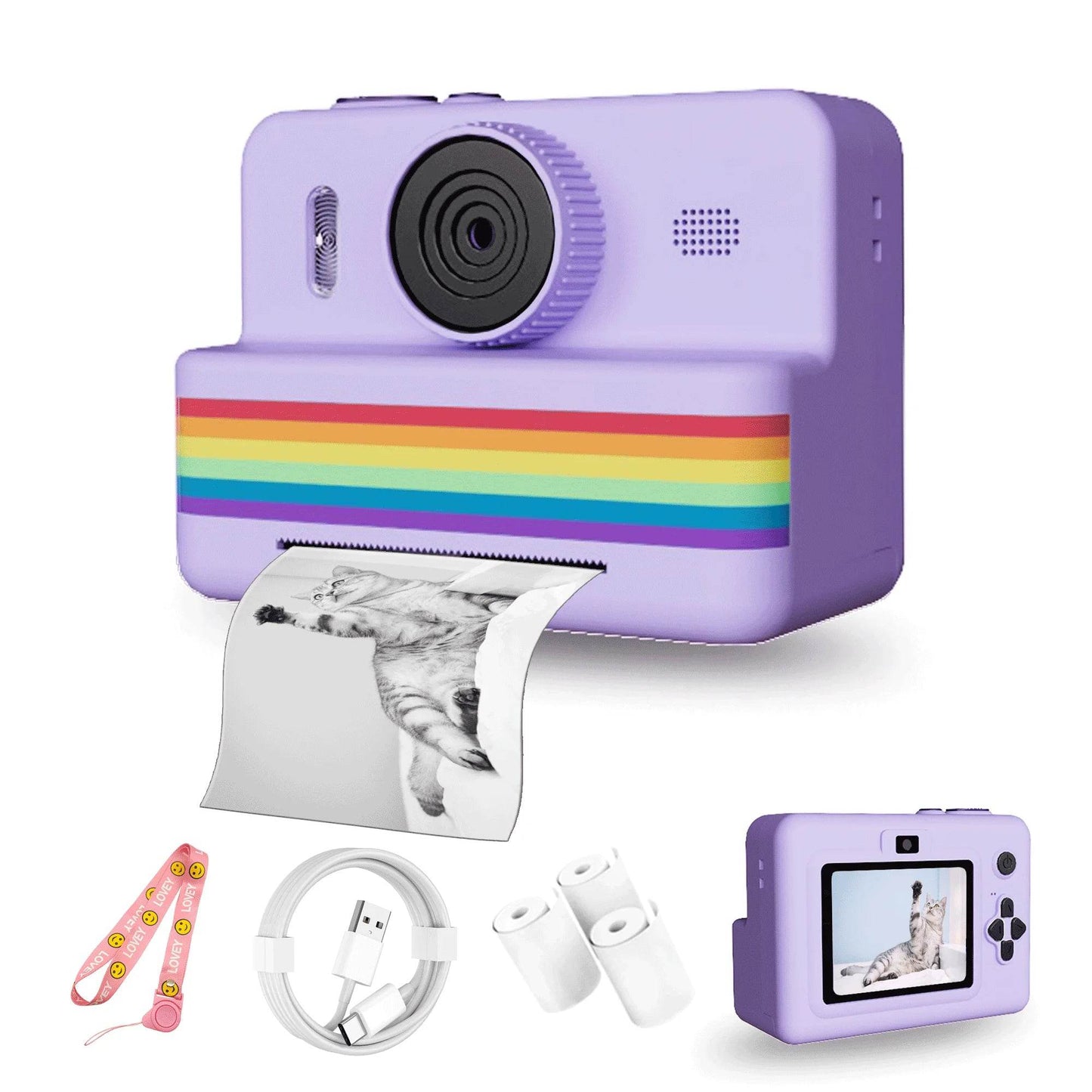 2.8 Inch Large Screen Instant Print Camera, HD Digital Video Camera for Kids, Outdoor Zero Ink Portable Print Toy Camera - AIAZ