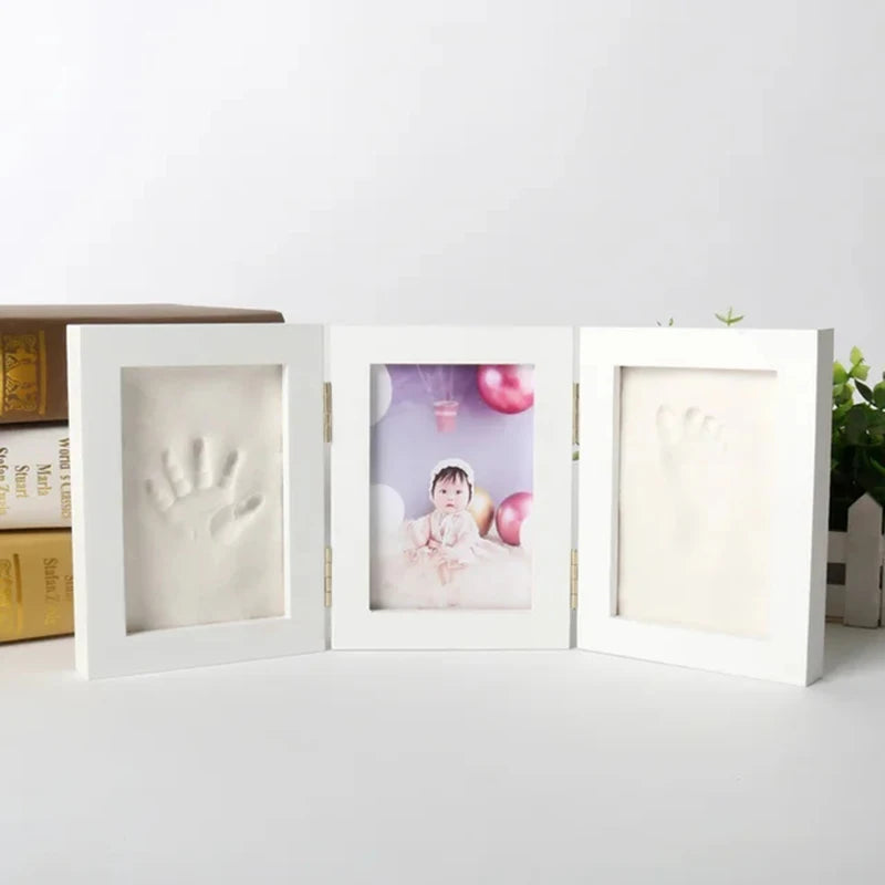 New Baby Handprints Footprints Hands Feet Mold Maker Baby Photo Frame With Cover Fingerprint Mud Set Baby Growth Memorial Gift