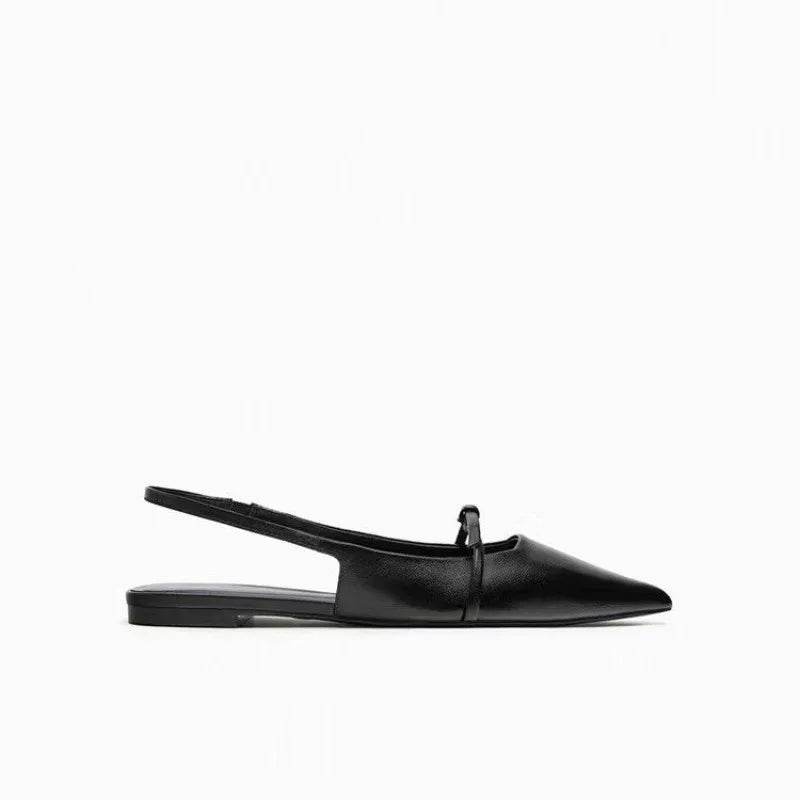 Summer New Women's Flat Bottom Slingback Sandals Woman Leopard Pointed End Mules 2025 Fashion Leather Pu Low-heel Beach Shoes - AIAZ