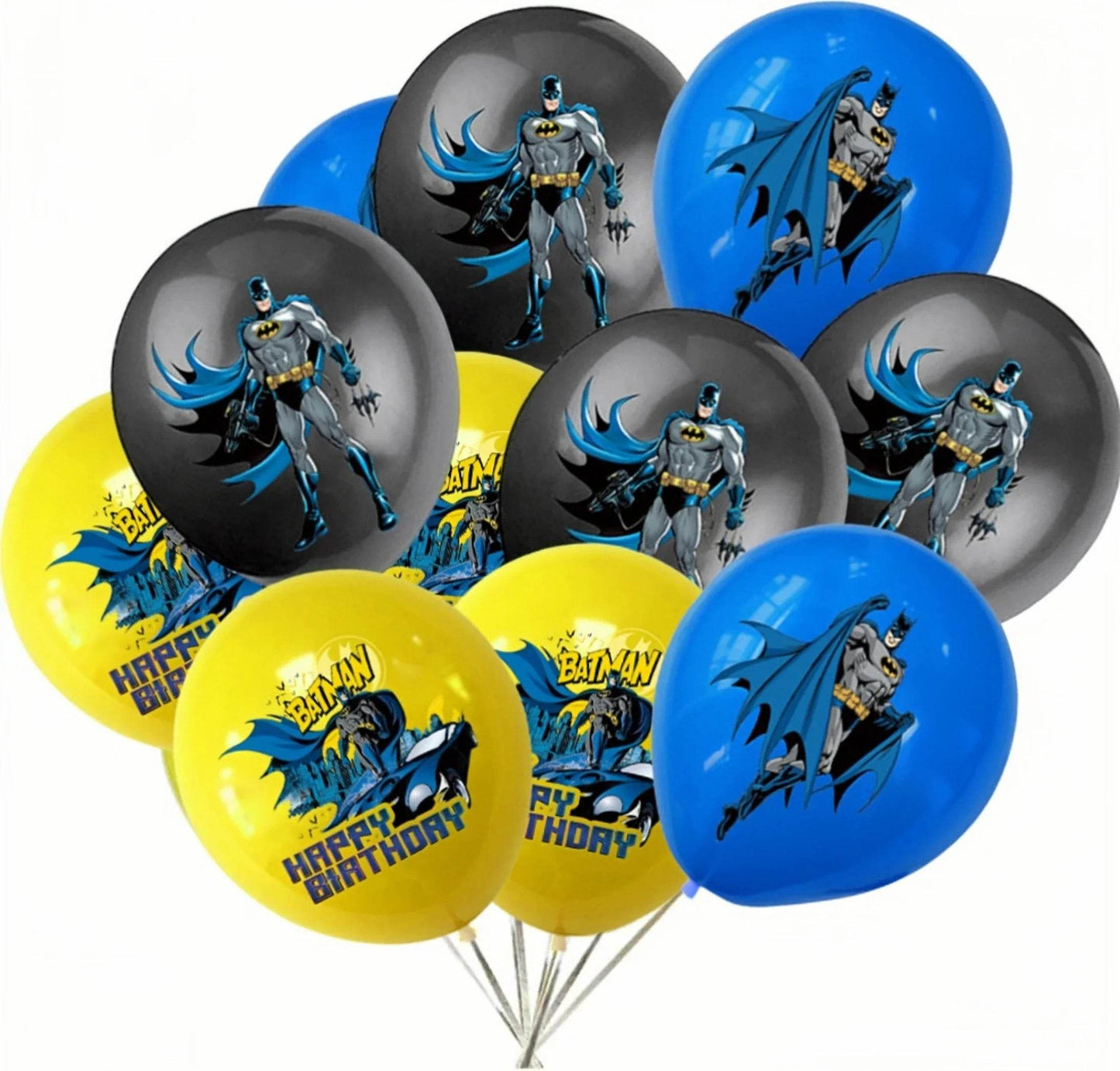 12pcs 12 Inch Batman Latex Balloons Birthday Party Decorations Superhero Globos Toys for Kids Baby Shower Boys Party Supplies - AIAZ