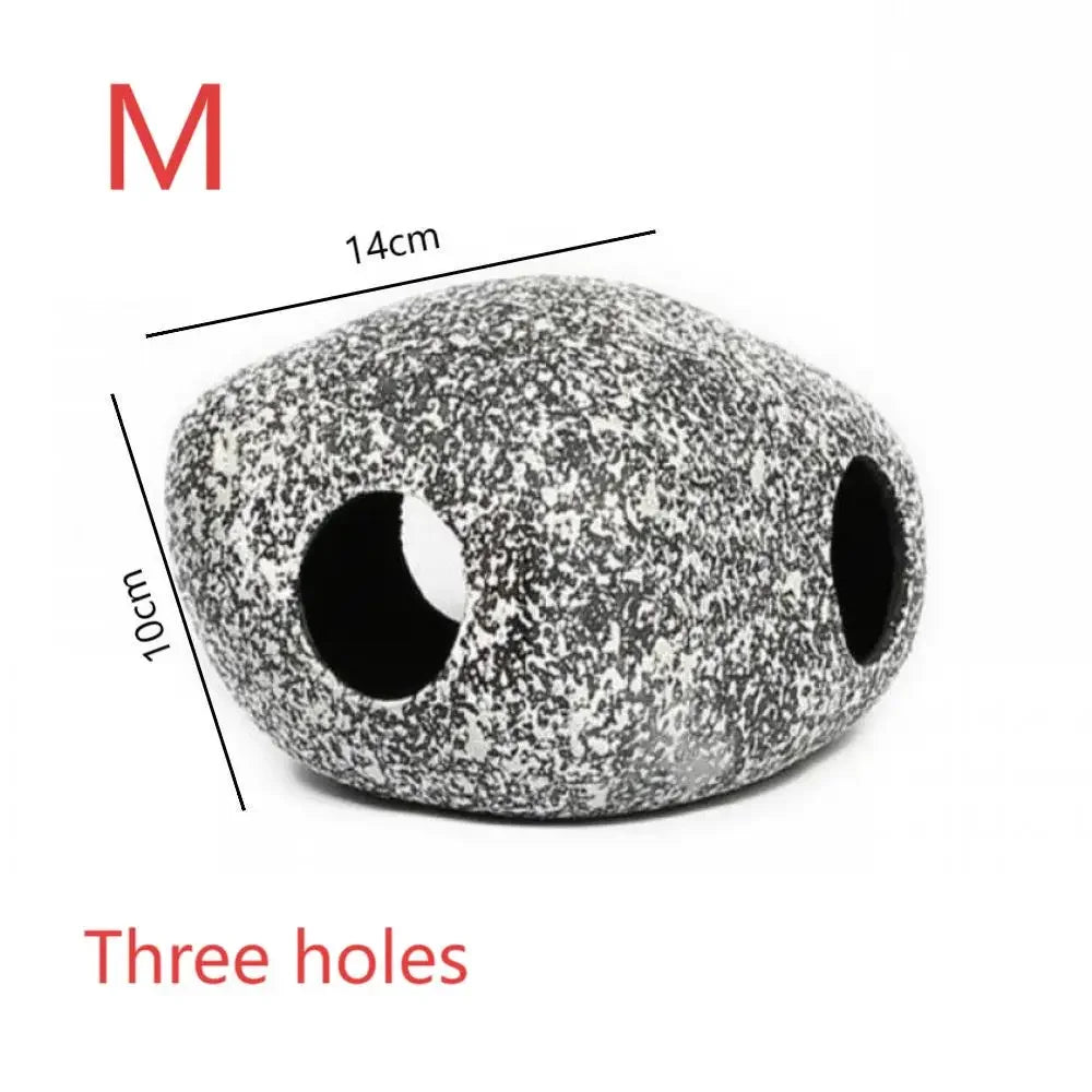 Aquarium Cichlid Stone Cave Fish and Shrimp Hiding House Breeding House Fish Tank Ceramic Decoration Fish Shrimp Breeding Device