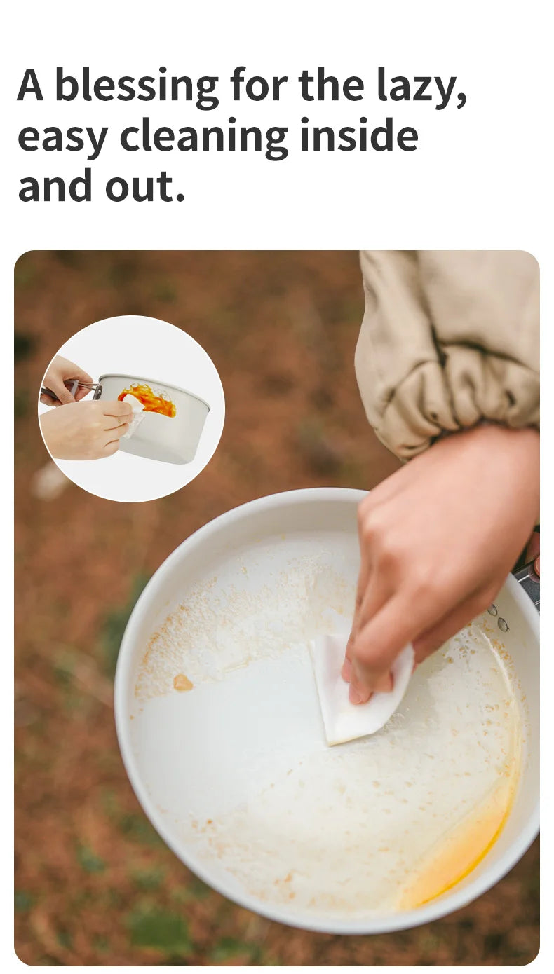 Naturehike Camping Cookware Ceramic Non-Stick Set Lightweight Portable Tableware Kettle Frying Pan Pot Cookset Kitchen Utensils