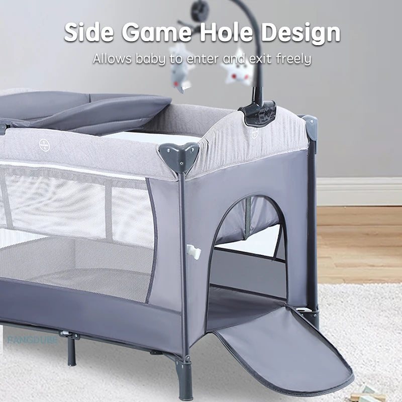 PANGDUBE Multifunctional Baby Crib 0 to 3 Years Old Newborn Baby Bed 104*76cm Cribs with Changing Table,Playpen,Co-sleeping Bed