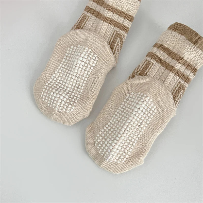 3Pairs/Lot Baby Letter Non-slip Socks Soft Cotton Short Kids Sock Infant Toddler Boys Girls Cute Stripe Socken For 0-5Years