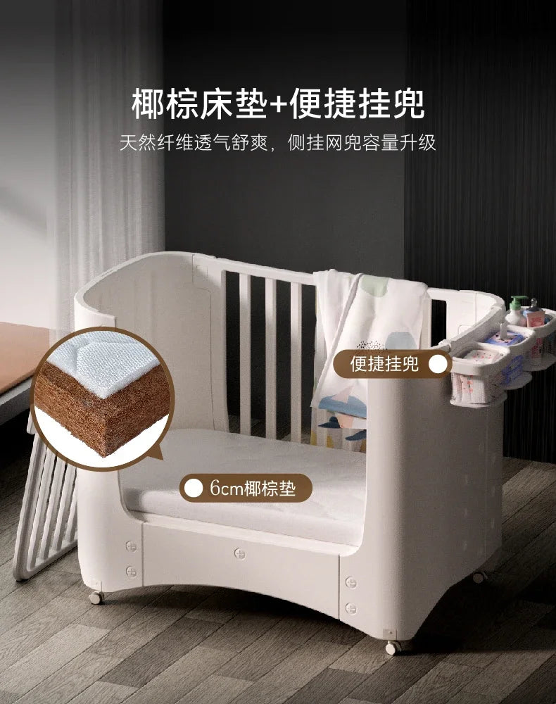 zz Movable Crib Bed Diaper-Changing Table Lifting Multifunctional Children's Bed Cradle Newborn