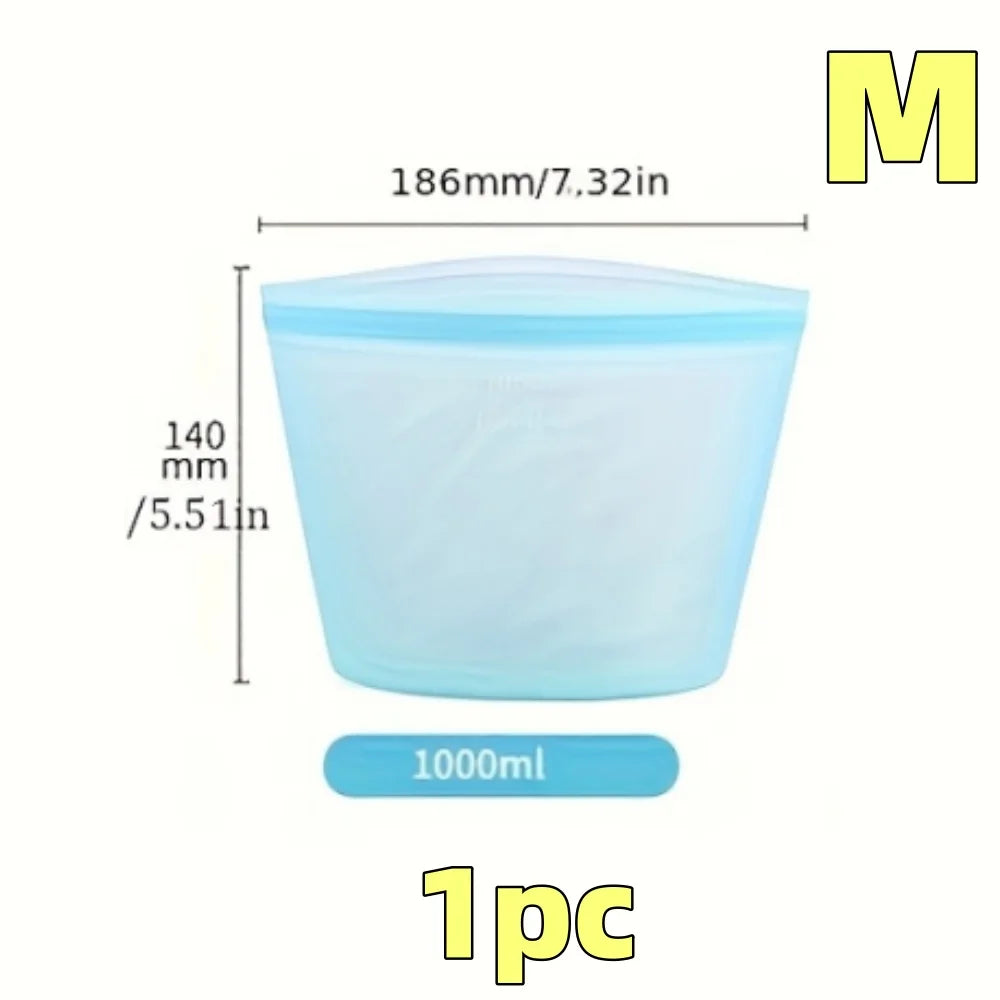 1/3pcs Silicone Food Containers Reusable Storage Bags Leakproof Ziplock Bag Set for Fridge Freezer Fresh-Keeping Kitchen Organiz