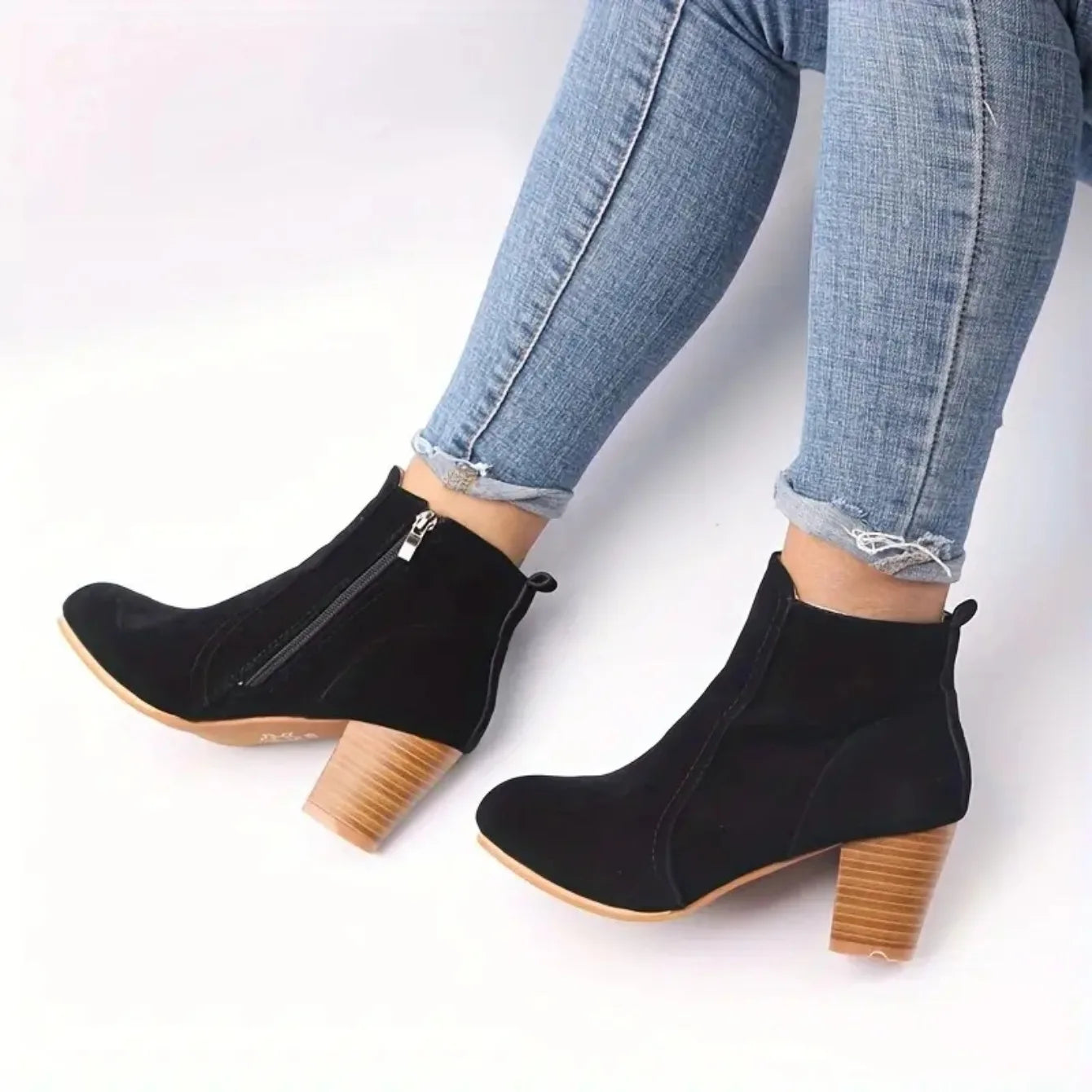 Woman Boots Autumn Winter Chunky Heels Zip Shoes for Women Luxury Fashion Chelsea Ankle Boots Women Fashion Comfortable Boots