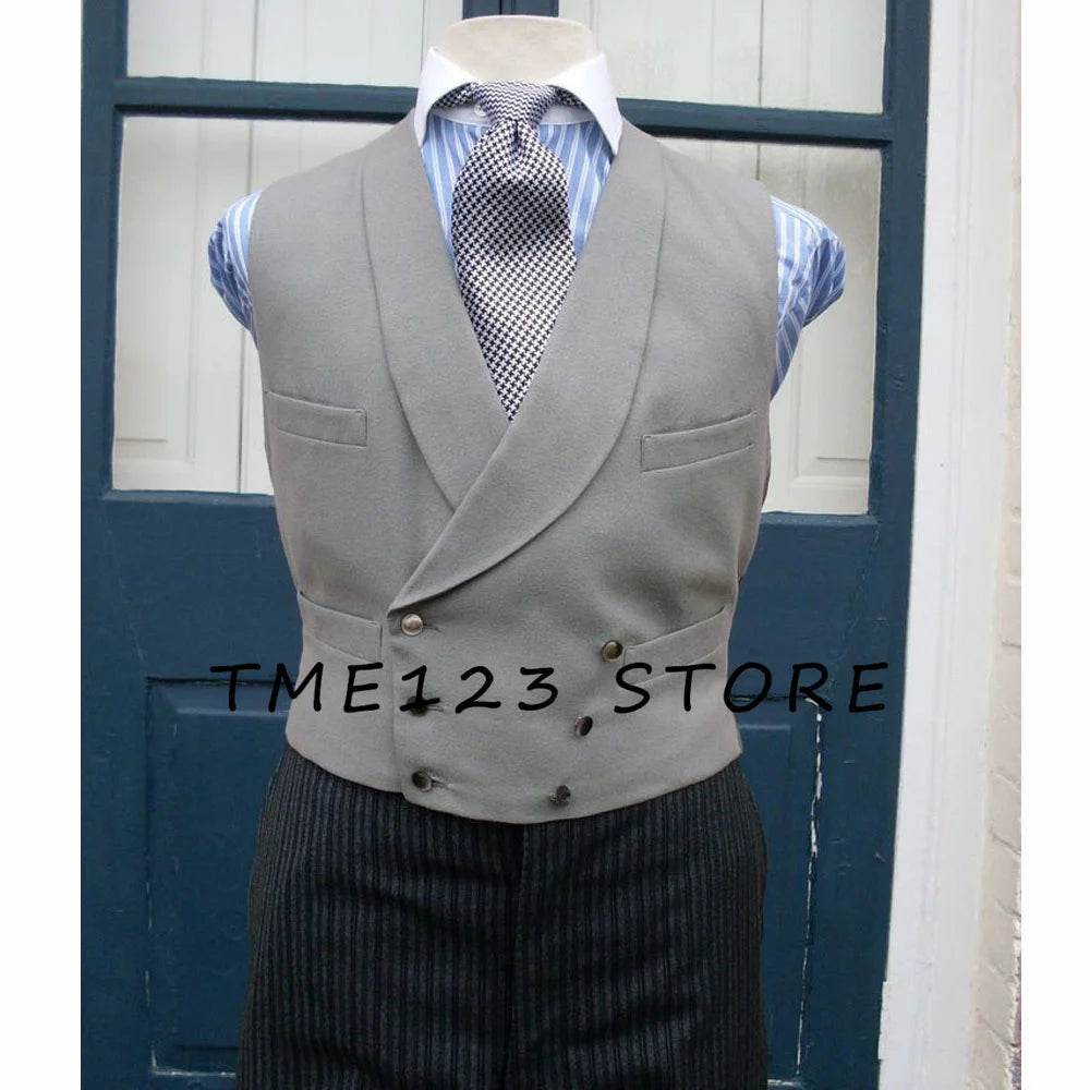 Men's Serge Casual Vest Business Double Breasted Vest Full Men's Suit Male Clothes Formal Suits Vests Clothing - AIAZ