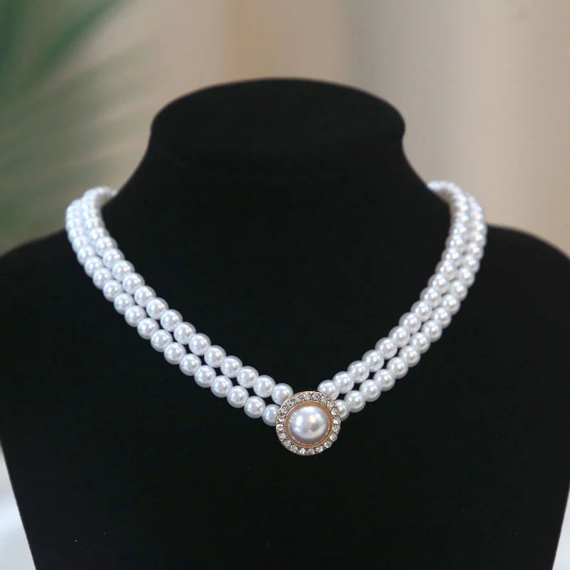 Luxury Vintage Three-layer Imitation Pearl Collar Choker Trendy Fashion Women Choker Necklace Wedding Party Jewelry Accessories