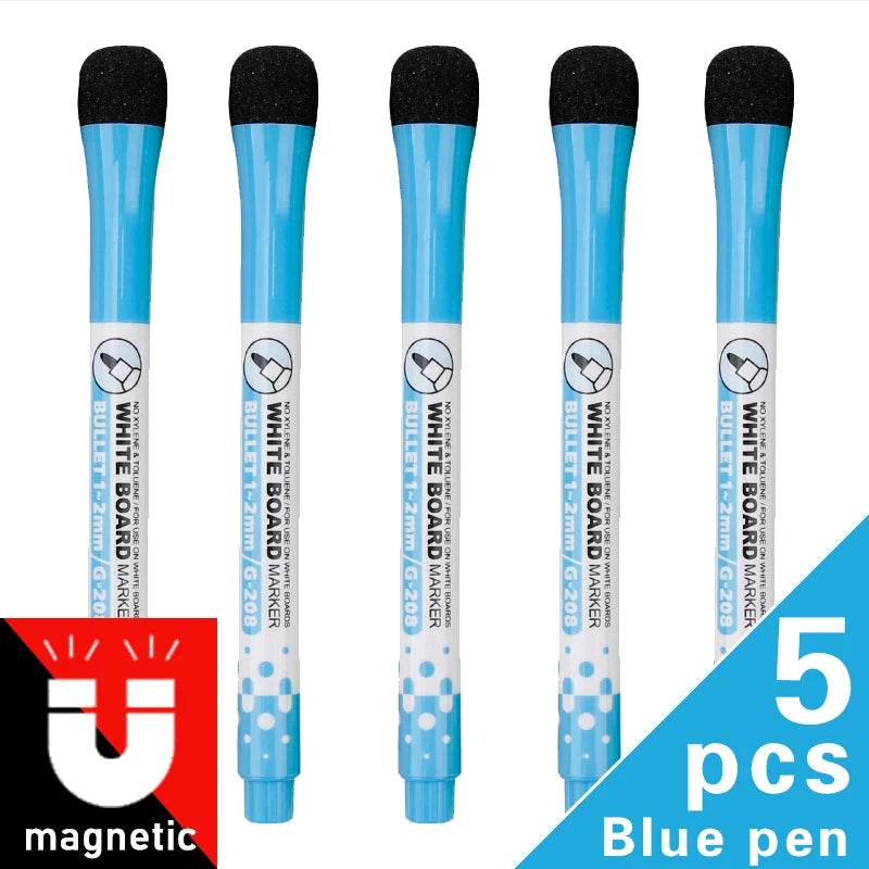 1 Set School Classroom Supplies Magnetic Erasable Whiteboard Pens Markers Dry Eraser Pages Children's Drawing Pen Board Markers - AIAZ
