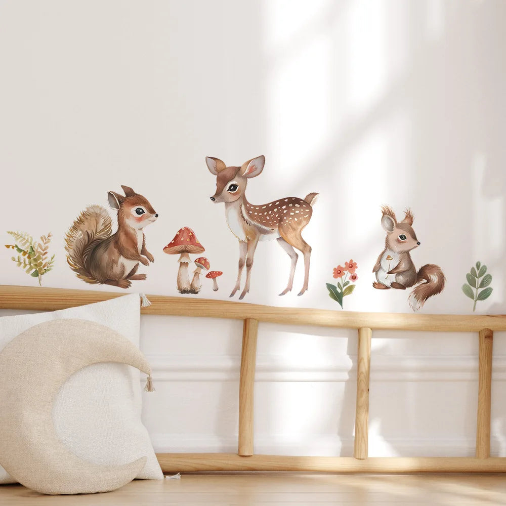 Animal Vinyl Tile Child Wall Sticker For Baby Kids Room Decoration Adhesive Wallpaper Bedroom Accessories Wall Decor Home Decor