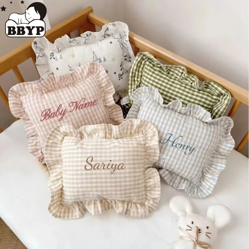 Personalization Name Nordic Style Cotton Baby Small Pillow with Ruffles Kids Cushion Baby Newborn Bedding Pillows Cushions Room