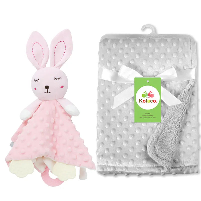 Personalized Baby Blanket Newborn Stroller Sleeping Dolls Custom Blanket With Name Animal Security Towel Gift Set