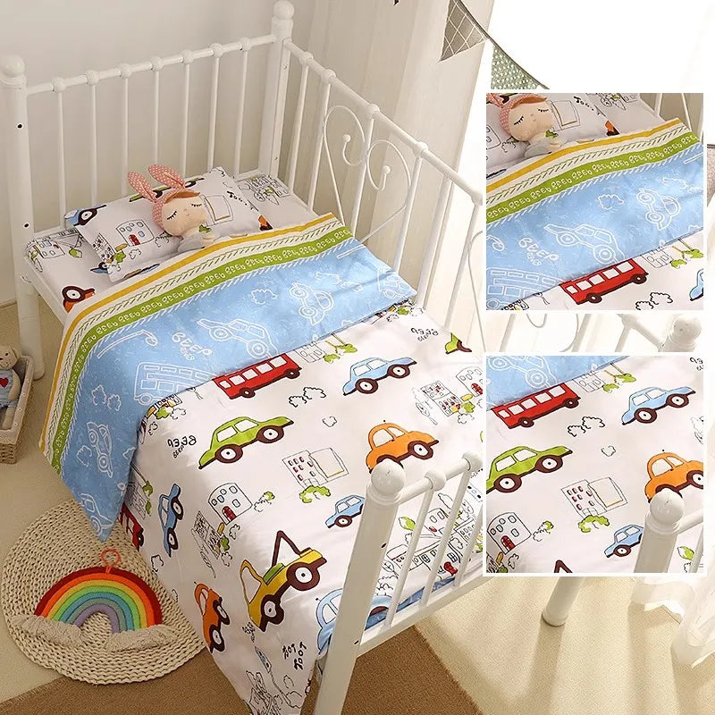 6/9Pcs Cartoon Car 100% Cotton Baby Cot Crib Bedding set for girl Comforter kit de berço