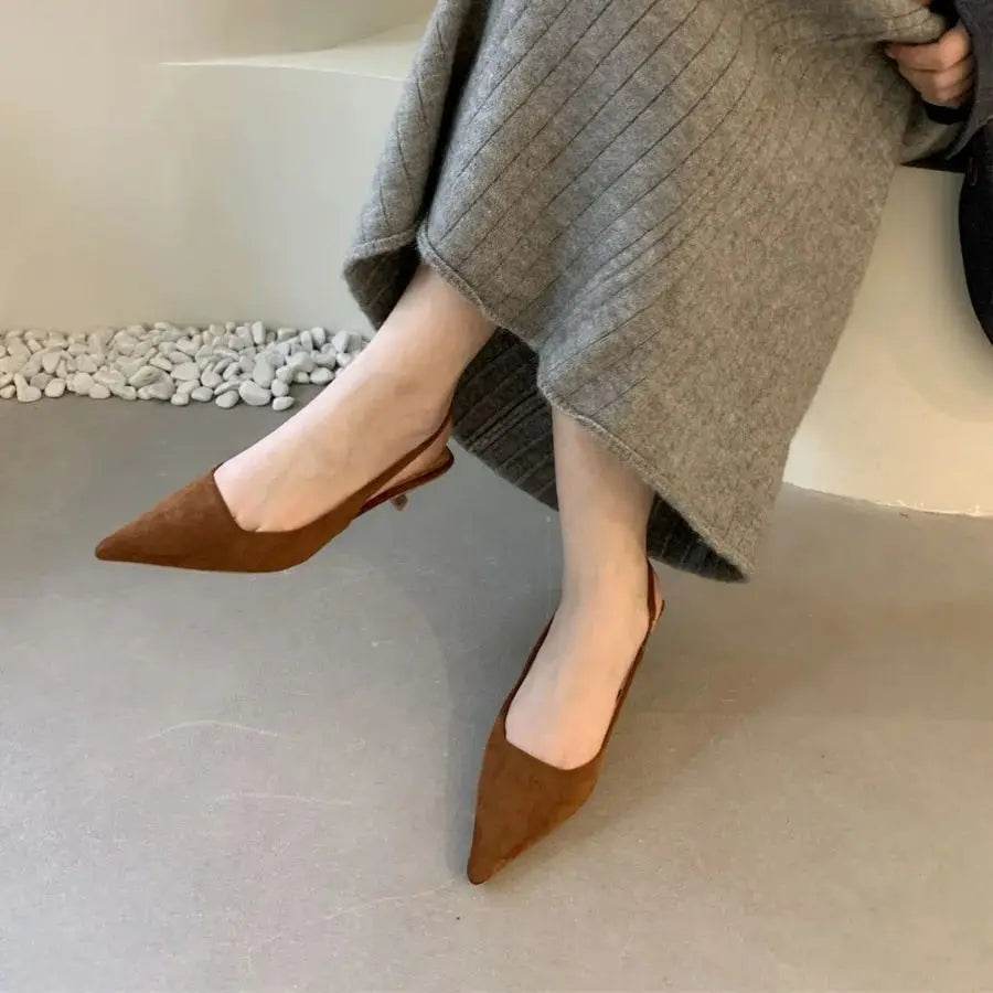 Bailamos Women Sandals Pointed Toe Elegant Low-heel Shoes Summer Fashion Slingback Woman Mules Shoes Pumps Dress Shoes - AIAZ