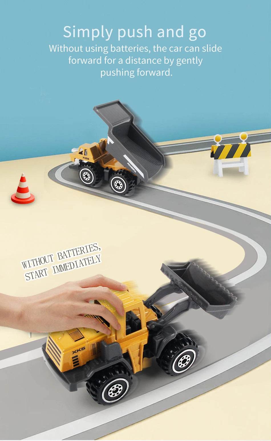 6pcs/set Alloy Engineering Truck Toy Car Classic Construction Model Vehicle Loader Tractor Excavator Toys for 3 years Boys Gifts - AIAZ