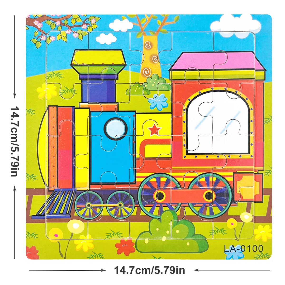 1pc 14.7cm/5.79in Wooden Jigsaw Puzzle Transportation Vehicle Marine Animal Style Puzzles Game Kids Educational Toy for Children