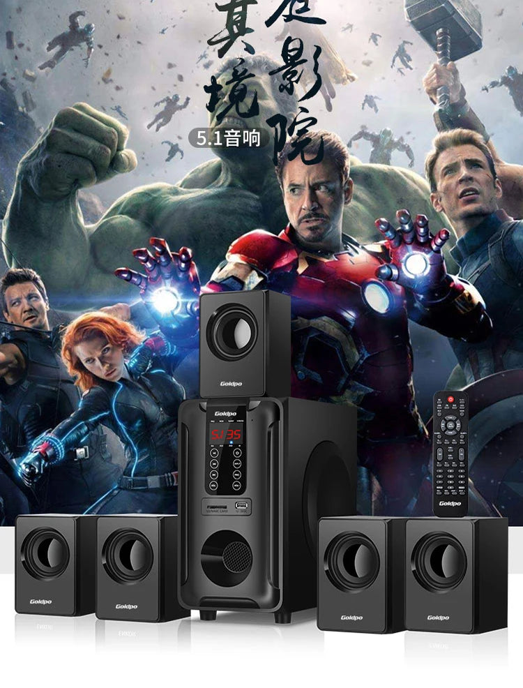 5.1 Floor-Standing Multimedia Sound Box Home Theater System 3D Surround Subwoofer 60W TV Bluetooth Speaker With Remote Control