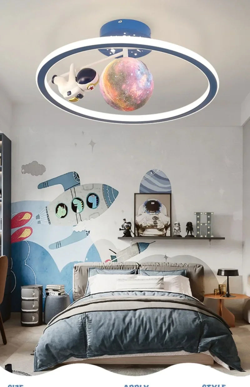 Cartoon Unicorn Bedroom Light Creative Astronaut Pendant Light Simple Children's Room Light Eye Protection Stepless Dimming