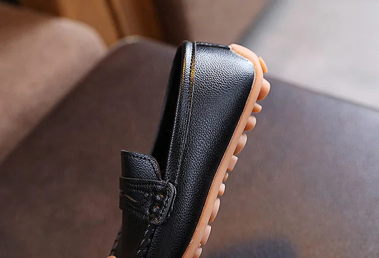 Boys Shoes Spring Autumn Kids Oxfords Boys Slip-on Flats Soft PU Leather Shoes Toddler Black White Loafers For Boy