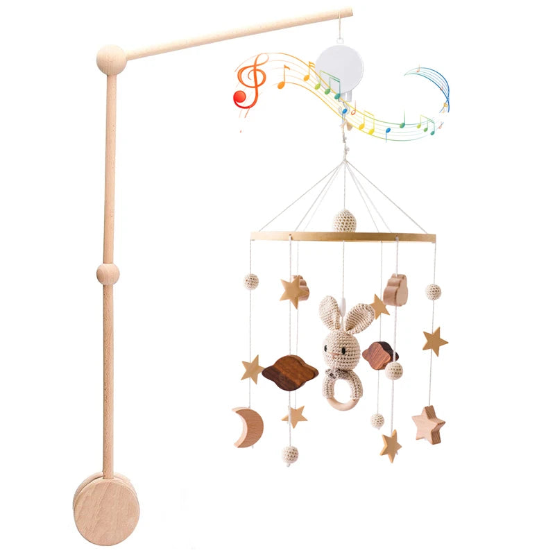 3pc/set Baby Wooden Bed Bell Bracket Mobile Hanging Rattles Toy Hanger Baby Crib Mobile Bed Bell Wood Toy Holder Arm Bracket