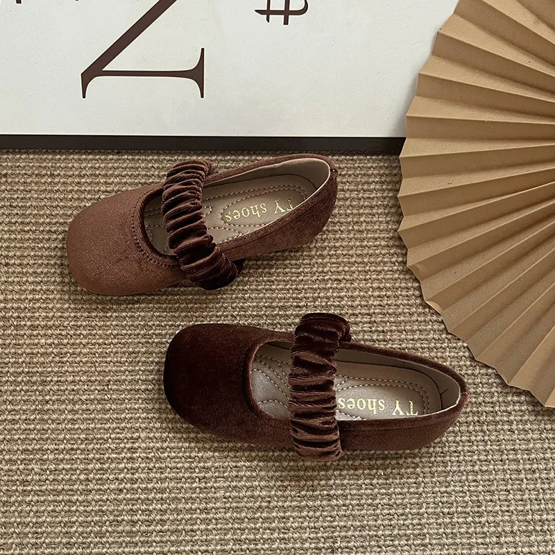 New 2025 Fashion Baby Girls Princess Band Shoes Shallow Velvet Infant Toddler Children Slip on Dance Shoes Soft Sole Flat Shoes