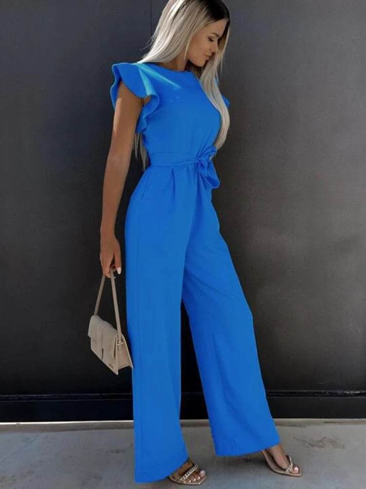 2024 Summer Short Sleeve Wide Leg Jumpsuit For Women Elegant Romper Vintage Streetwear Jumpsuits Overalls Women Jump Suit Woman - AIAZ