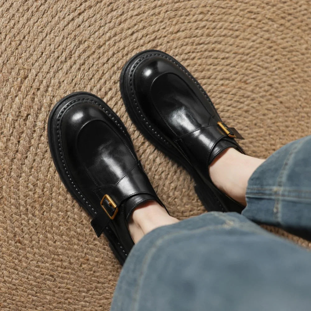 Dress Shoes Women Loafers Cow Leather Sheepskin Rubber Formal Business Suit Ladies 2025 Spring Autumn Handmade