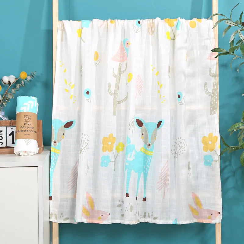 Baby Blanket Swaddle Bamboo Cotton Wrapped Towel Thin Design Double-layer Bath Towel Baby Bath Towel Gauze Children Quilt