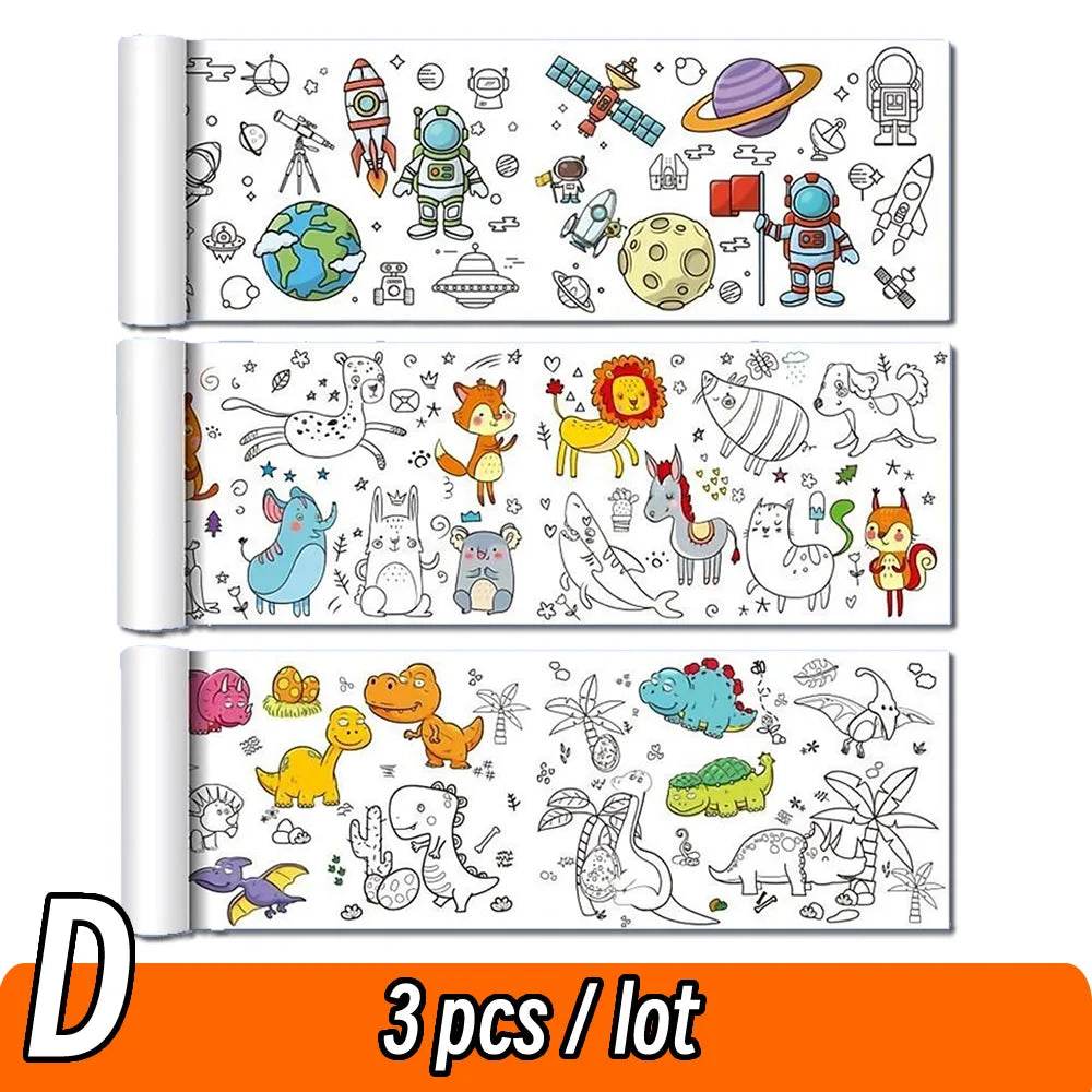 90cm Animal Children's Drawing Roll DIY Coloring Paper Roll Color Filling Graffiti Paper-cut for Kids Painting Educational Toys - AIAZ