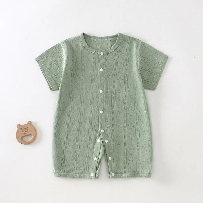Baby Short Sleeved Jumpsuit Summer Newborn Breathable Mesh Air Conditioning Suit Boys Girls Infant Thin Sleepwear Crawling Suits
