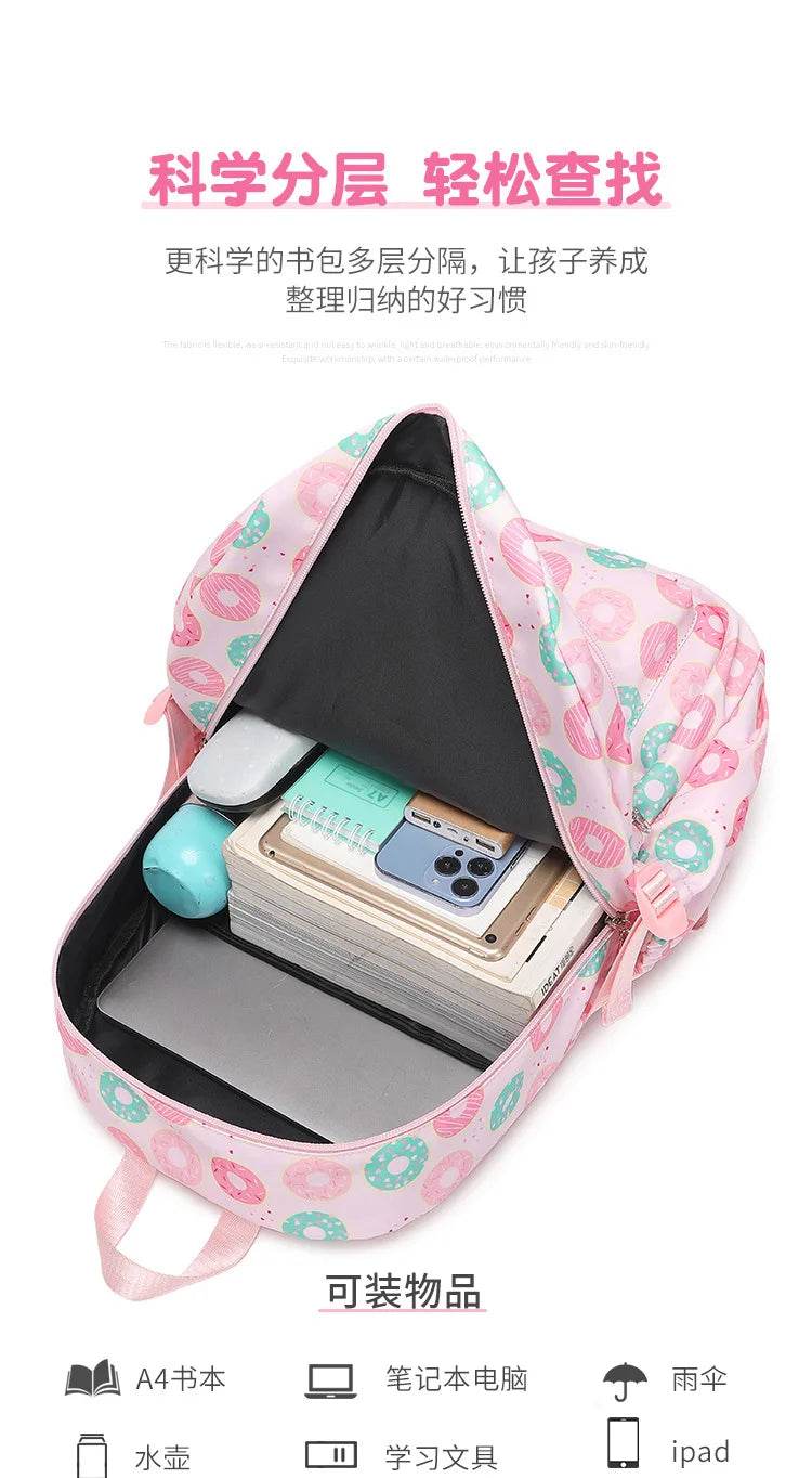 2025 New 3 Pcs Sets Student Schoolbag Girls Fashion Leisure Large Capacity Backpack Junior High School Shoulders Backpack - AIAZ