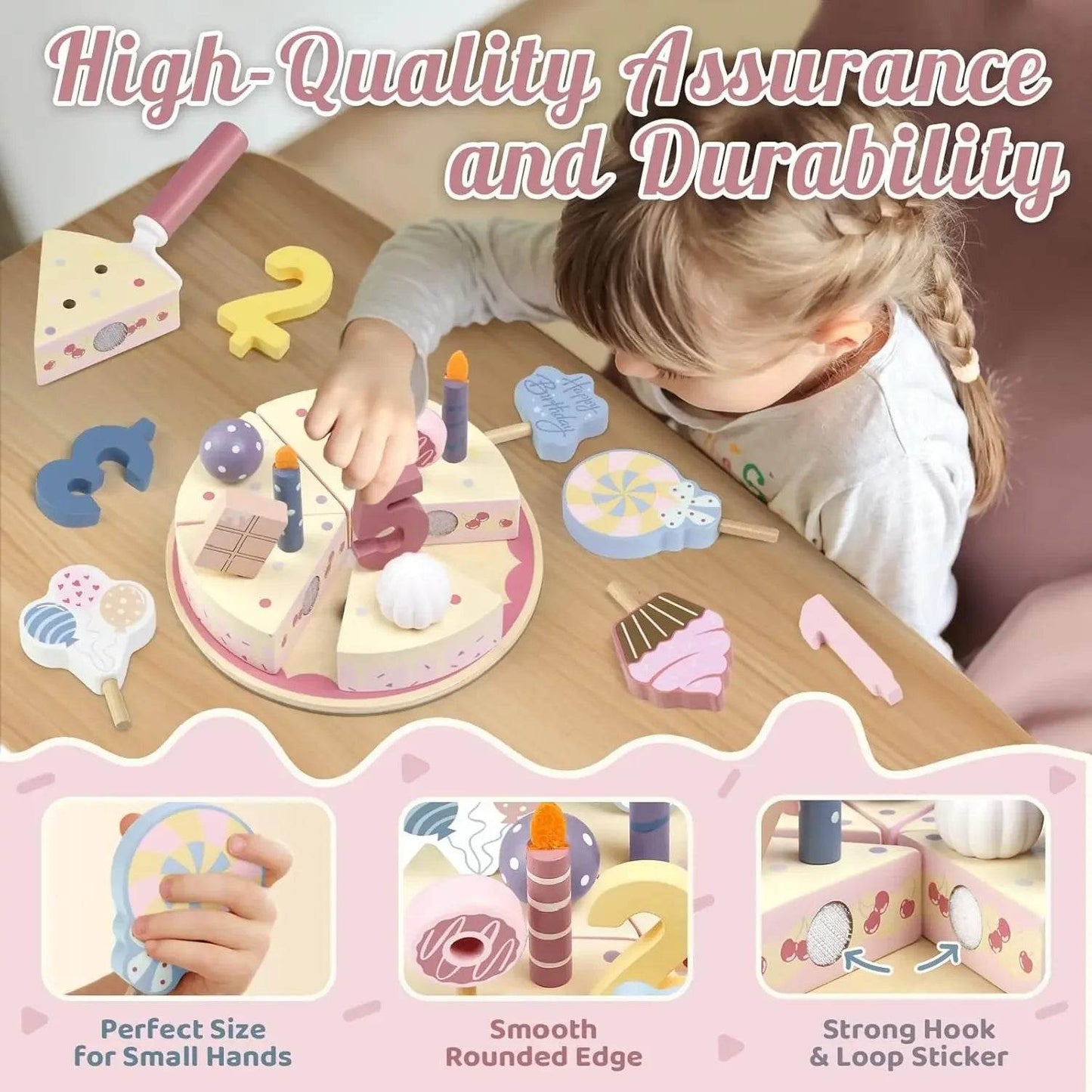 Wooden Kids Kitchen Toys Simulation Birthday Cake Toy Pretend Play Cutting Food Game Children Role Play Toy Gifts for Boy Girl - AIAZ