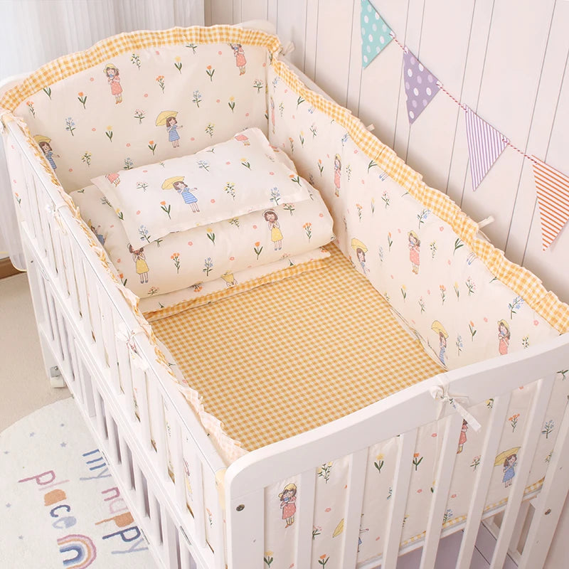 6/9pcs Elephant Baby Bedding Set Cotton Bedroom Decor Baby Girl Boy Crib Bed Linens Bed Bumper 120*60/120*70cm