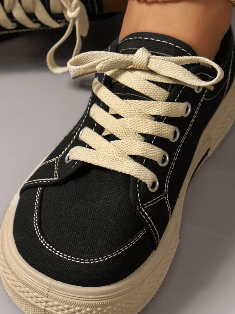 2024 Spring New Canvas Shoes Women Flat Sports Leisure Women Shoe Soft Bottom Comfortable Black Cloth Shoes Sneakers 40