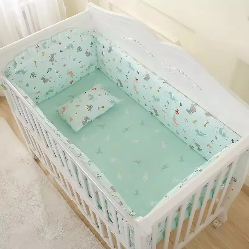 6PCS Baby Bedding Set Cotton Bedroom Decor Newborns Crib Bumpers Cushion Cotton include( 4Bumpers+Sheet+Pillow)