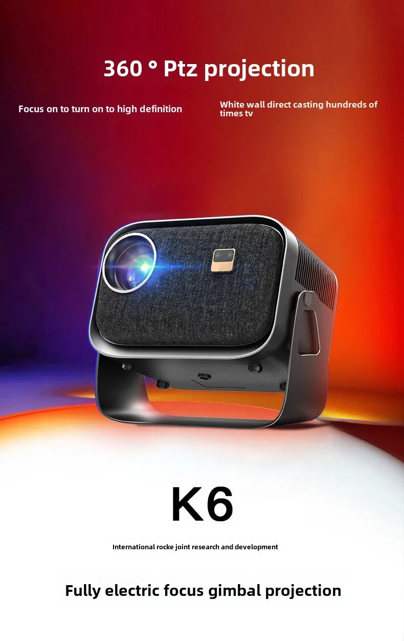 Portable Mini Projector for Home, High Definition, Smart Home Theater, Mobile Phone Screen, 4K Projector